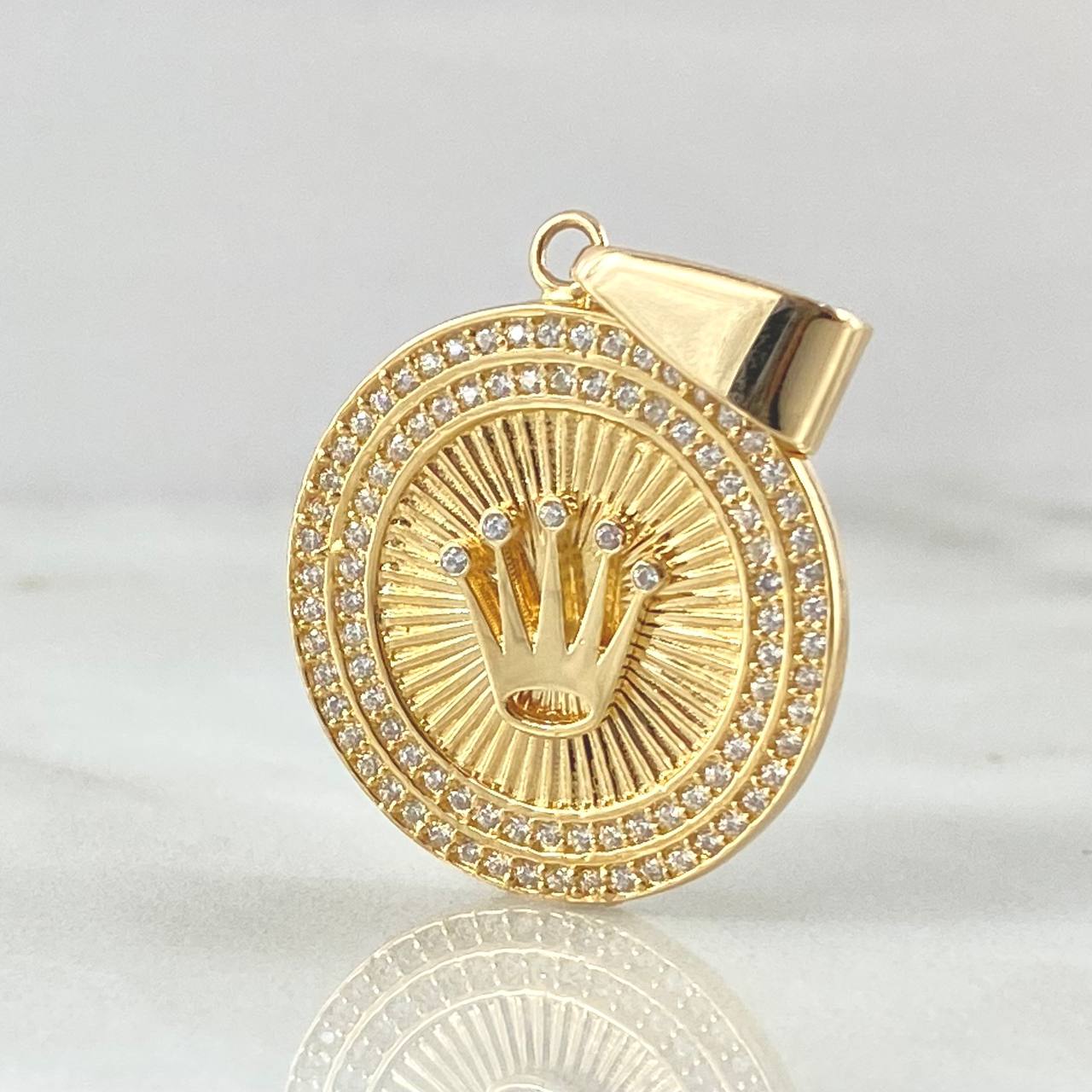 Dije Placa Corona Circular 5.95gr / 3.5cm / Oro 18K ©