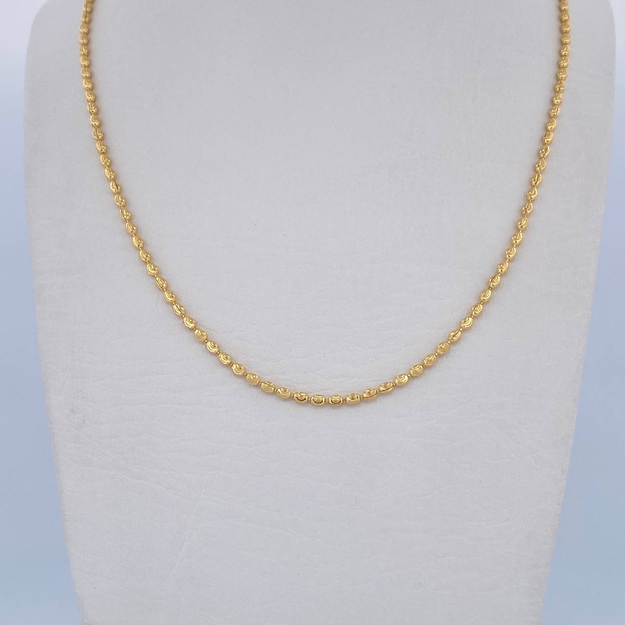 Cadena Militar 5.9gr / 45.1cm / 1.5mm Diamantado Luna Oro Amarillo +3 18K &