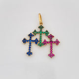 Dije Tres Cruces 1.35g / 2.5cm Dos Oros Negro Amarillo 18K