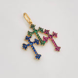 Dije Tres Cruces 1.35g / 2.5cm Dos Oros Negro Amarillo 18K
