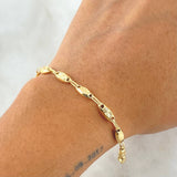 Pulso Rustico Ovalo Diamantado 5.2gr / 21cm-Oro Amarillo 18K *