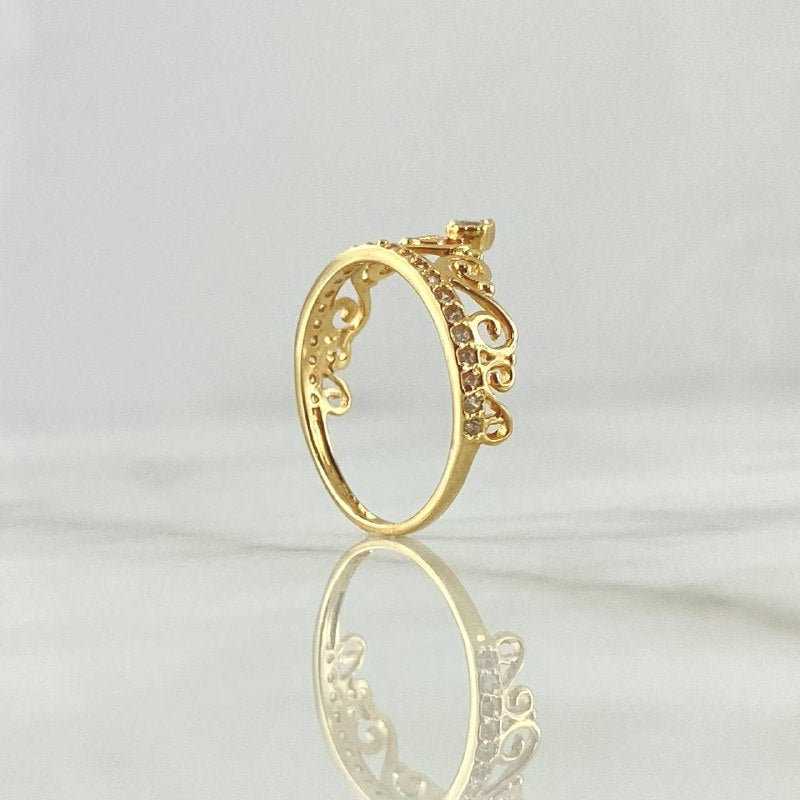 Anillo Corona Quinces  1.8gr / T5 1/2 / Circones Blancos Oro Amarillo 18K