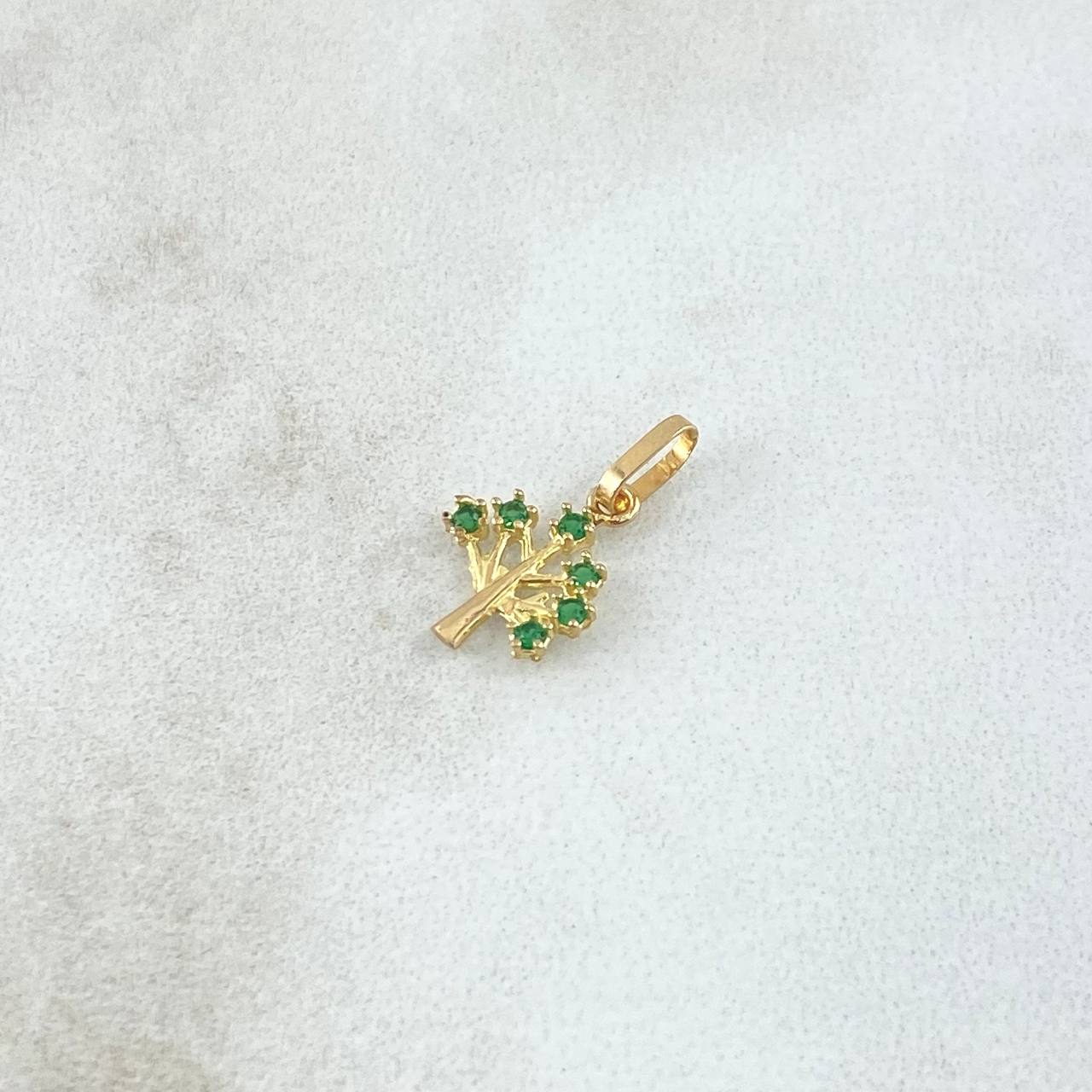 Dije Arbol 0.3gr / 1.5cm / Circones Verdes Oro Amarillo 18K *