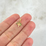 Dije Arbol 0.35gr / 1.5cm / Circones Verdes Oro Amarillo 18K *
