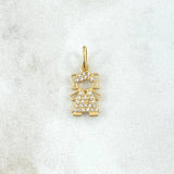 Dije Niña 1.4gr / 2.1cm / Circones Blancos Oro Amarillo 18K ©