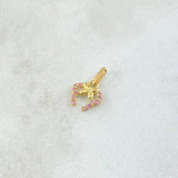 Dije Orejas De Ratón  0.35gr / 1.3cm / Circones Rosados Oro Amarillo 18K ©
