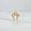 Dije Orejas De Ratón  0.35gr / 1.3cm / Circones Rosados Oro Amarillo 18K ©