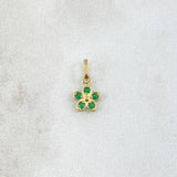 Dije Flor 0.3gr / 1.2cm / Circones Verdes Oro Amarillo 18K ©