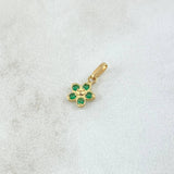 Dije Flor 0.3gr / 1.2cm / Circones Verdes Oro Amarillo 18K ©