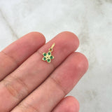 Dije Flor 0.3gr / 1.2cm / Circones Verdes Oro Amarillo 18K ©