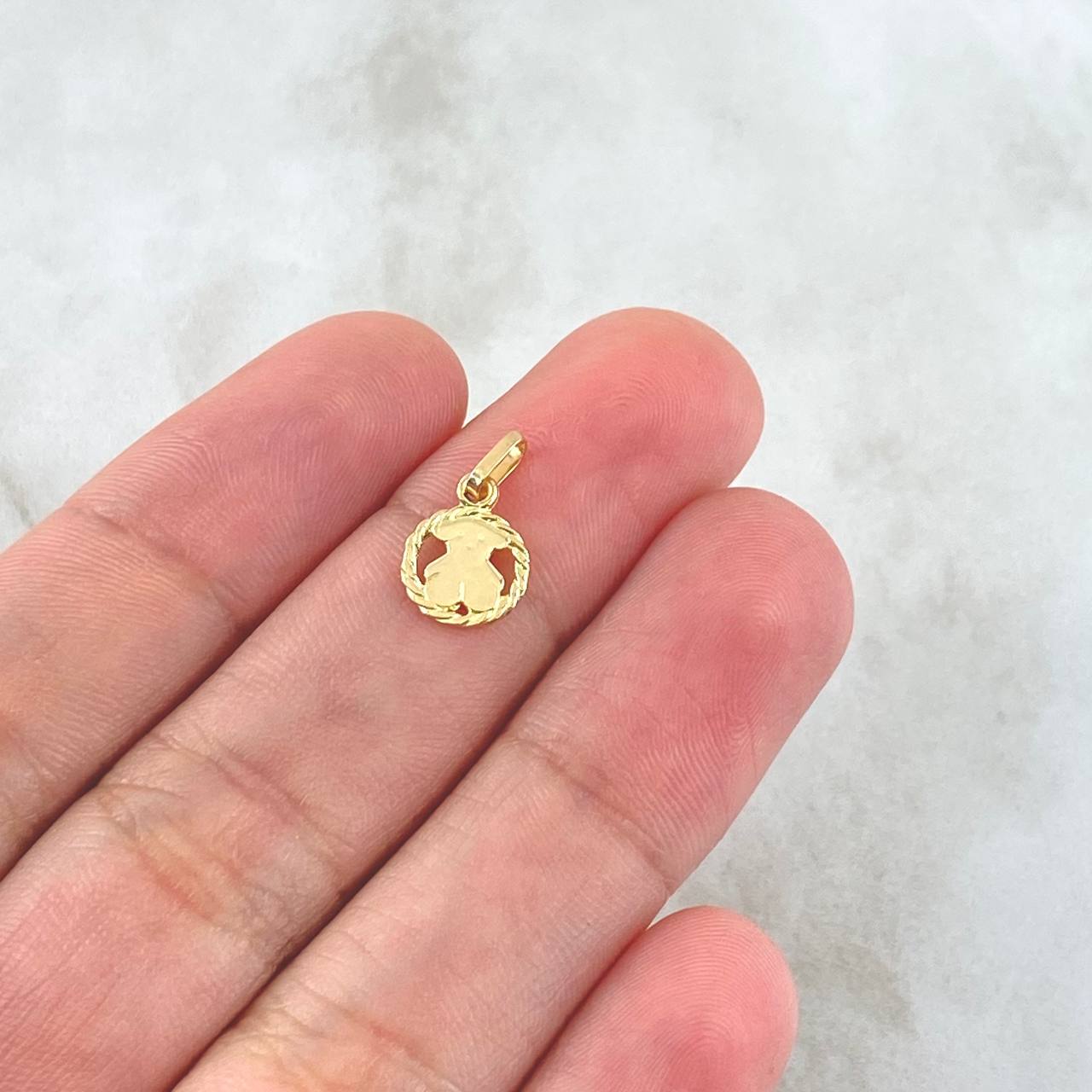 Dije Oso TS En Aro Trenzado 0.5gr / 1.4cm / Oro Amarillo 18K *