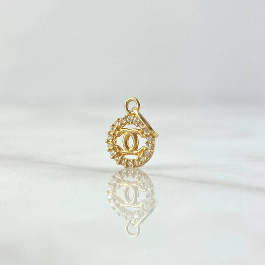 Dije Ola Cruzada 0.4gr / 1.4cm / Circones Blancos Oro Amarillo 18K ©