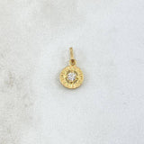 Dije Rustico 0.5gr / 1.4cm / Circon Blanco Oro Amarillo 18K ©
