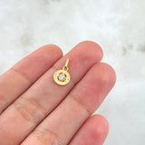 Dije Rustico 0.5gr / 1.3cm / Circon Blanco Oro Amarillo 18K *