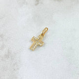 Dije  Cruz Parcial 0.35gr / 1.5cm / Circones Blancos Oro Amarillo 18K ©