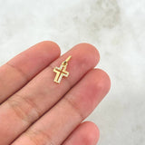 Dije Cruz Parcial 0.3gr / 1.5cm / Circones Blancos Oro Amarillo 18K ©
