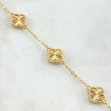 Pulso Aro Seguido Trébol VCyA Gradual 5.5gr / 15.5cm-19cm / Diamantado Punteado Oro Amarillo Nac.Esp. 18K *