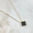 Cadena Aro Seguido Treból VCyA 3.9gr / 40cm / 1.8mm Onix Negro Punteado Oro Amarillo Nac.Esp. 18K *