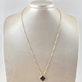 Cadena Aro Seguido Treból VCyA 3.9gr / 40cm / 1.8mm Onix Negro Punteado Oro Amarillo Nac.Esp. 18K *
