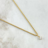 Set Cadena Lazo 1.8gr / 50cm / 1.7mm + Dije Piedra 0.35gr / 1.1cm Circon Blanco 2.15gr Oro Amarillo 18K (Oferta)