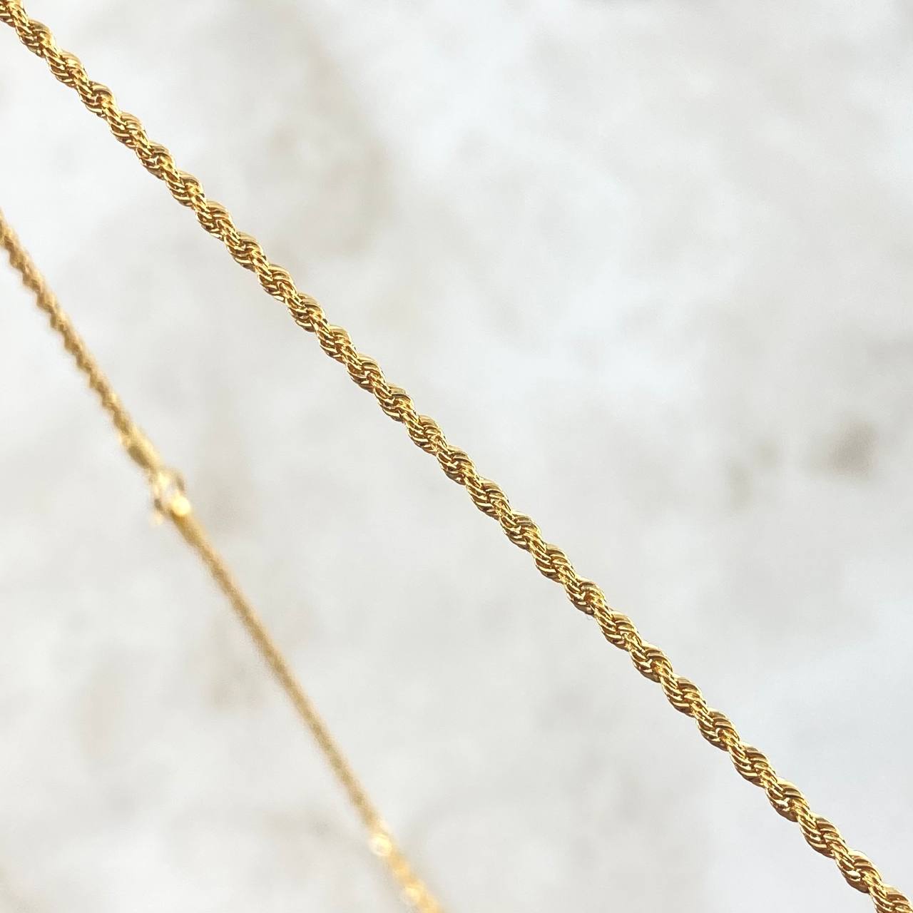 Set Cadena Lazo 1.8gr / 50cm / 1.7mm + Dije Piedra 0.35gr / 1.1cm Circon Blanco 2.15gr Oro Amarillo 18K (Oferta)