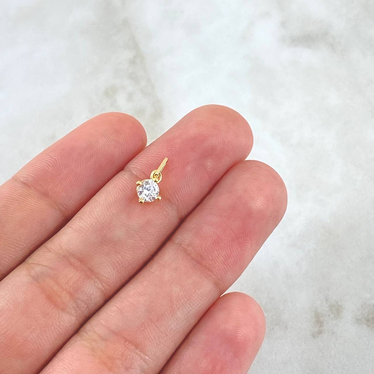 Dije Dije Piedra 0.3gr / 1.1cm / Circon Blanco Oro Amarillo 18K