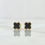 Topos Trébol 0.65gr / 6mm Resina Negra Oro Amarillo 18K *