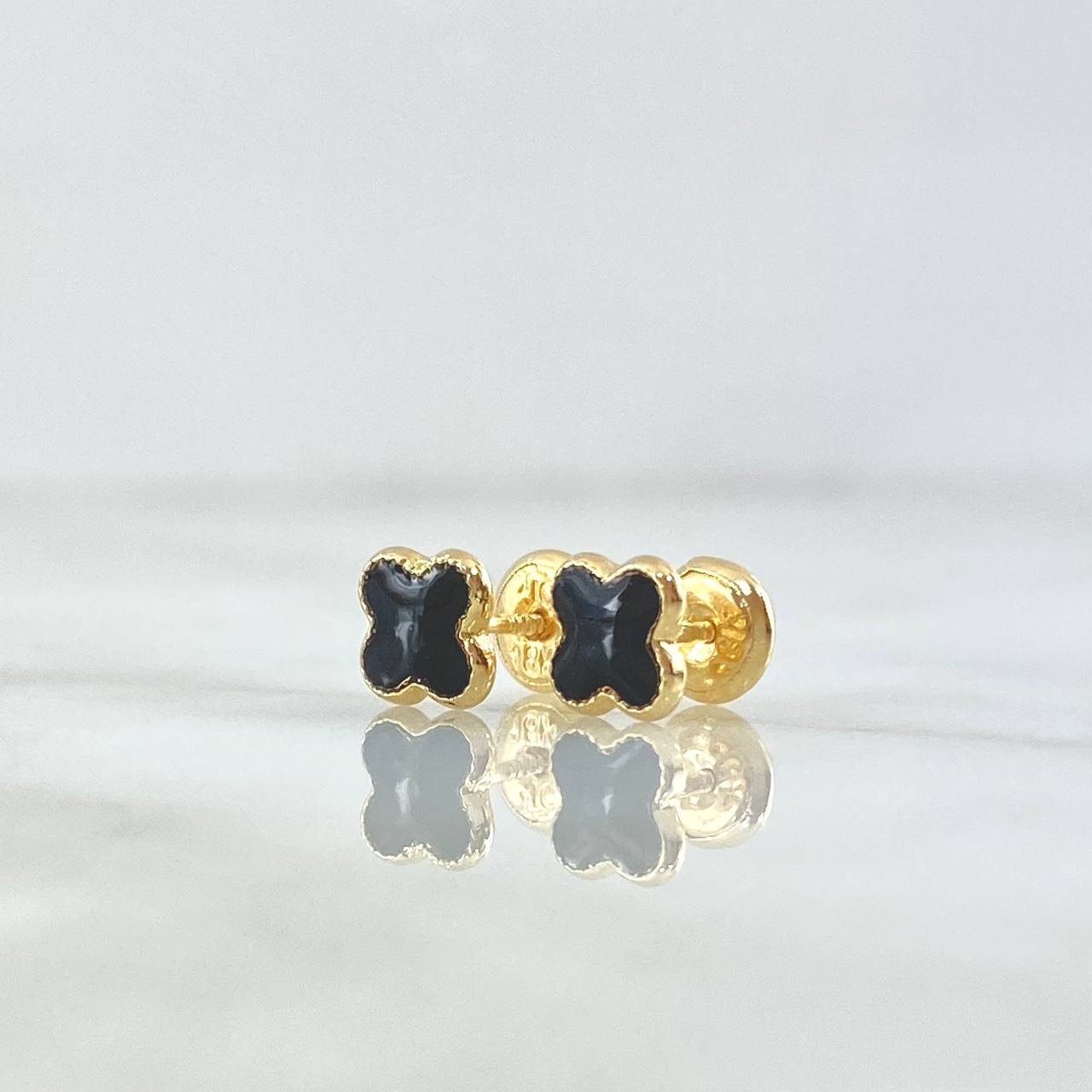 Topos Trébol 0.65gr / 6mm Resina Negra Oro Amarillo 18K *