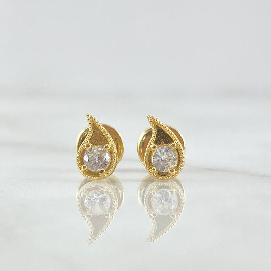 Topos Gota De Fuego 0.8gr / 7mm Circon Blanco Oro Amarillo 18K ©