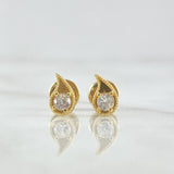 Topos Gota 0.85gr / 7mm Circon Blanco Oro Amarillo 18K