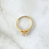 Anillo Solitario Puente 2.5gr / T 7 / Circones Blancos Oro Amarillo 18K