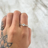 Anillo Solitario Puente 2.5gr / T 7 / Circones Blancos Oro Amarillo 18K