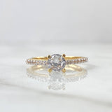 Anillo Solitario Doble Linea 2.5gr / T 7 / Circones Blancos Dos Oros Amarillo Blanco 18K
