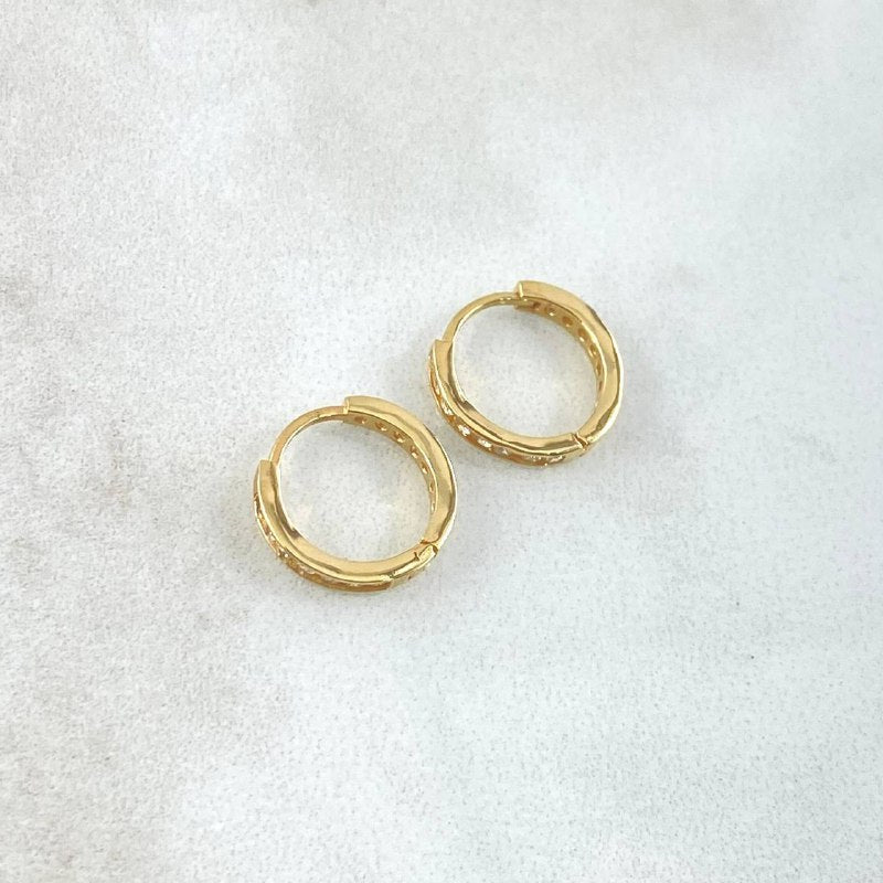 Candongas Carril 1.4gr / 1.1cm / Circones Blancos Oro Amarillo 18K ©