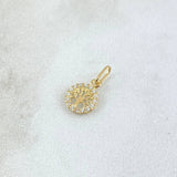 Dije Arbol De La Vida 0.3gr / 1.4cm / Circulo - Circones Blancos Oro Amarillo 18K