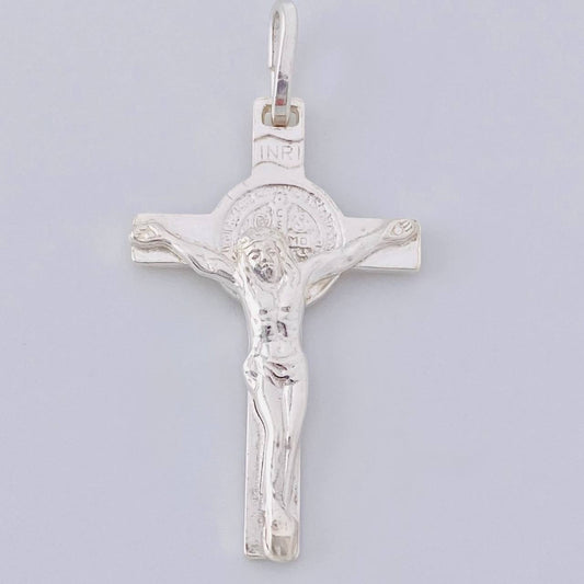 Dije Cruz Cristo San Benito 2 g / 3.4 cm Plata 925