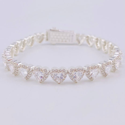 Pulso Corazones Seguidos 17.5g / 18.5cm / 7.1mm Plata 925