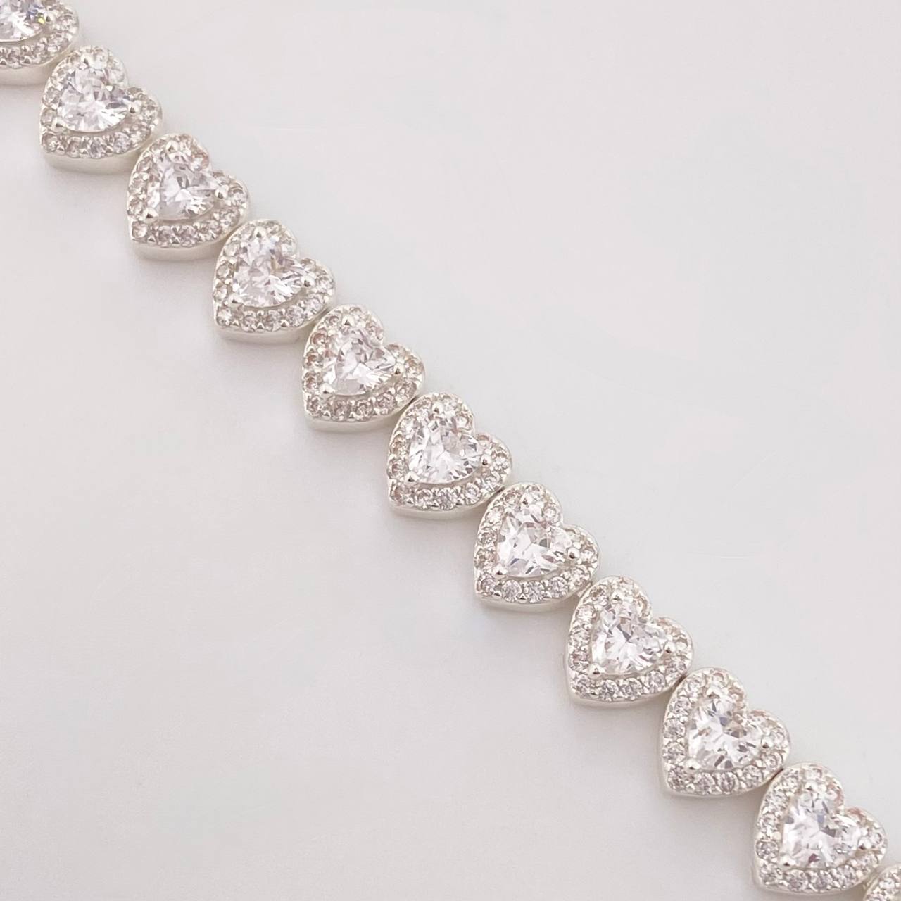 Pulso Corazones Seguidos 17.5g / 18.5cm / 7.1mm Plata 925