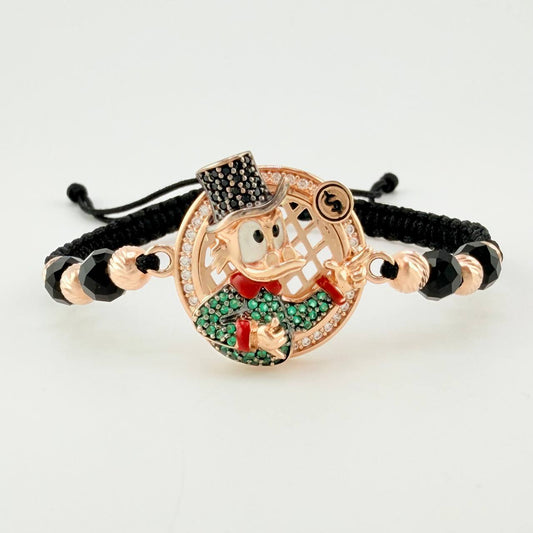 Pulsera Tejida Pato Millonario Oro Rosa 18K