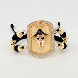 Pulsera Tejida Calabera Pirata Tres Oros 18K