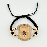 Pulsera Tejida Calabera Pirata Tres Oros 18K