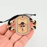 Pulsera Tejida Calabera Pirata Tres Oros 18K
