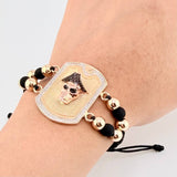 Pulsera Tejida Calabera Pirata Tres Oros 18K