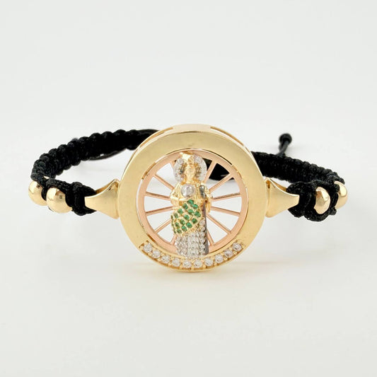 Pulsera Tejida San Judas Tadeo Tres Oros 18K