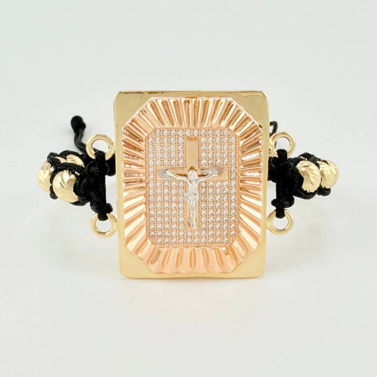 Pulsera Tejida Símbolo de Amor Tres Oros 18K