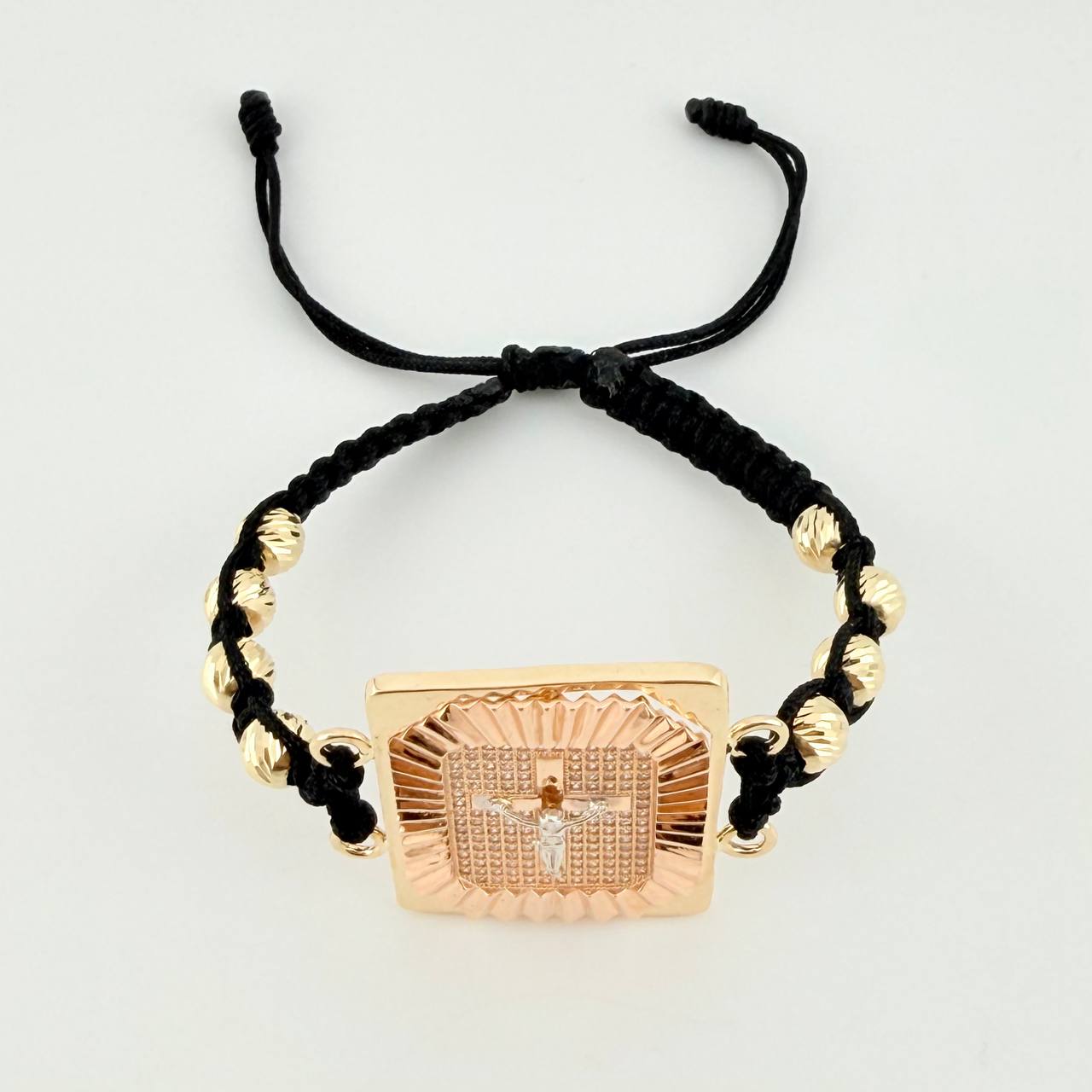 Pulsera Tejida Símbolo de Amor Tres Oros 18K