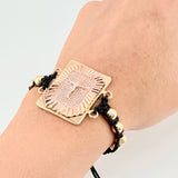 Pulsera Tejida Símbolo de Amor Tres Oros 18K