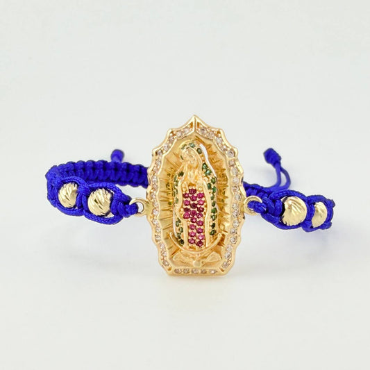 Pulsera Tejida Virgen Guadalupe Oro Amarillo 18K