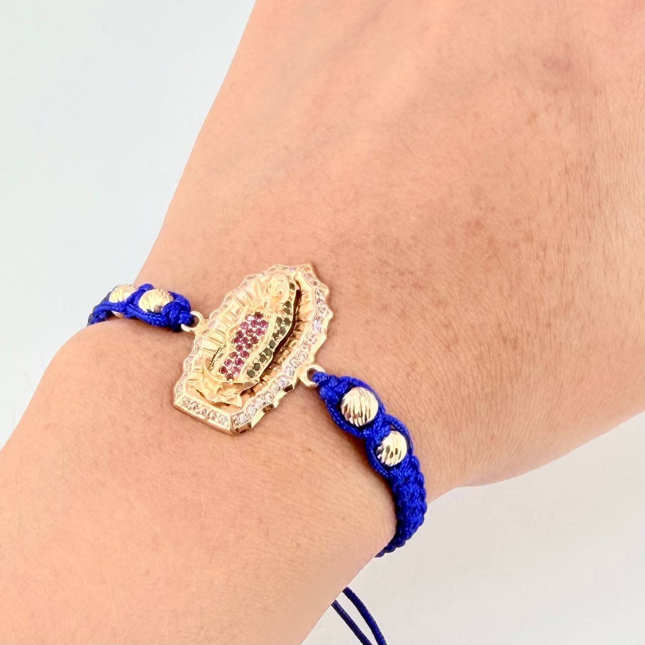 Pulsera Tejida Virgen Guadalupe Oro Amarillo 18K