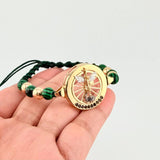 Pulsera Tejida San Miguel Arcángel Dos Oros Amarillo Blanco 18K